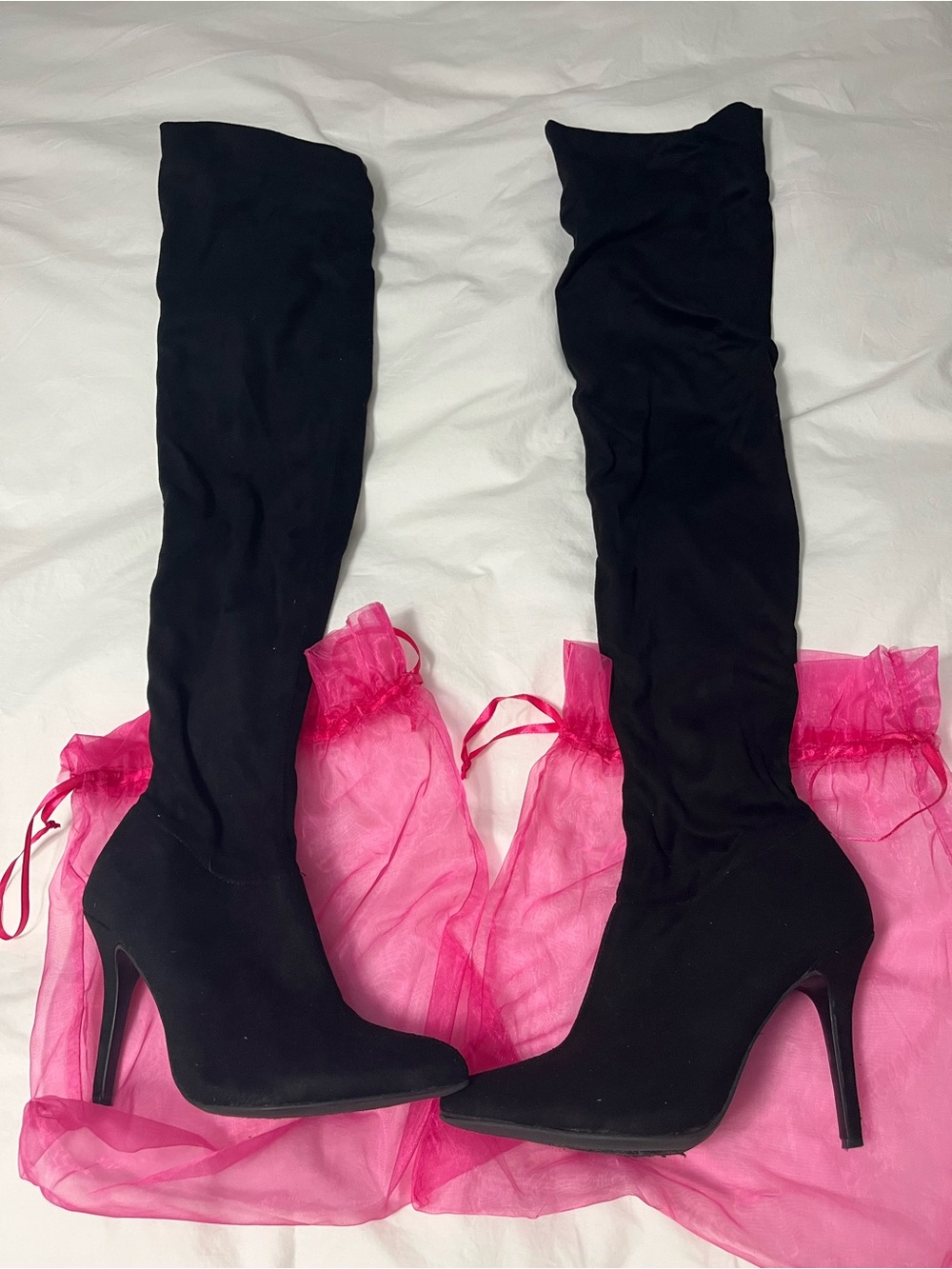 ANNE MICHELLE Black Over-The-Knee Stiletto Boots